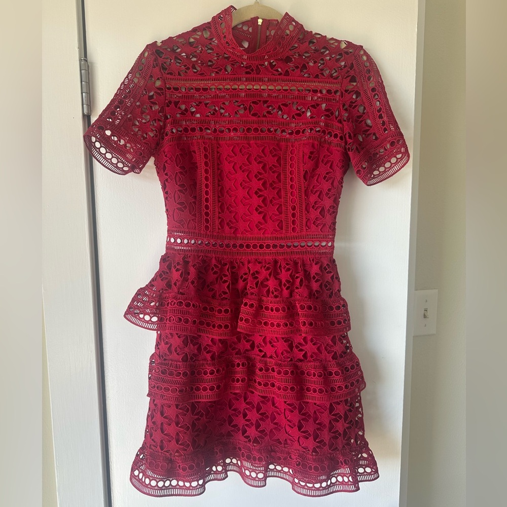 Self-Portrait Scarlet Lace Dress